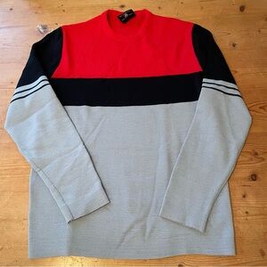 Vintage Lido of California Men’s Ski Sweater Size L Gray/Red/Black Made in‎ USA